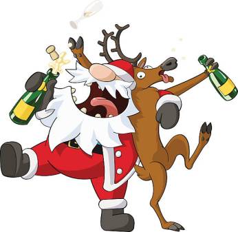 Christmas party celebration humorous cartoon, vector, isolated